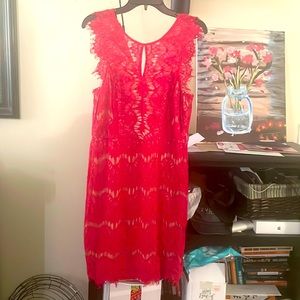Red lace semi formal dress.  size M
